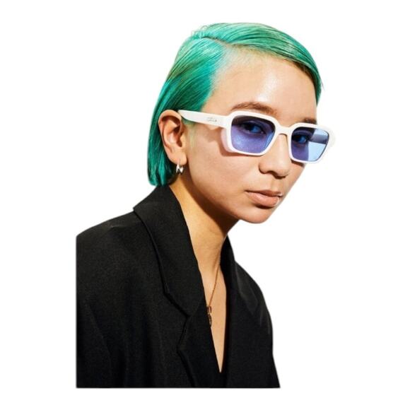 SZADE NIB Booth Sustainable On Trend Squared Off Heavy Cream/Prussian Sunglasses - Picture 2 of 16